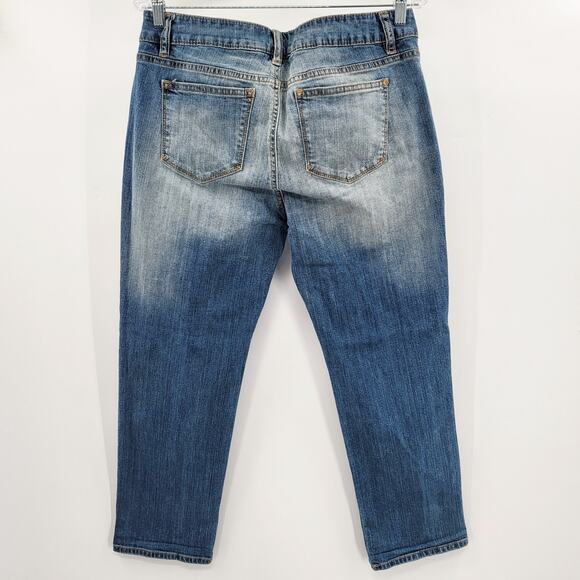 Apt. 9 Modern Boyfriend Medium Washed Distressed Blue Jeans Women's Size 8 - Picture 2 of 6